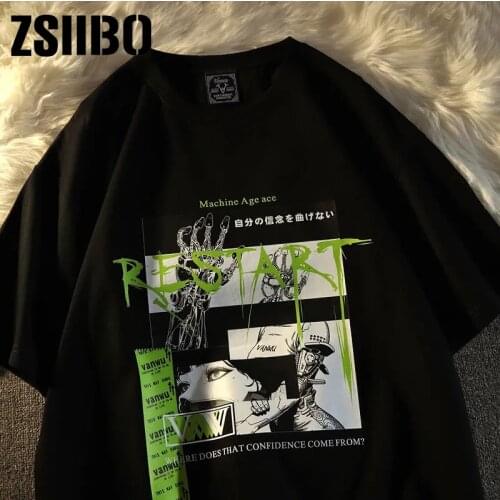 Summer Oversize loose casual women clothes shirt Streetwear tops womens T-shirt Harajuku vintage Japanese anime print t-shirt