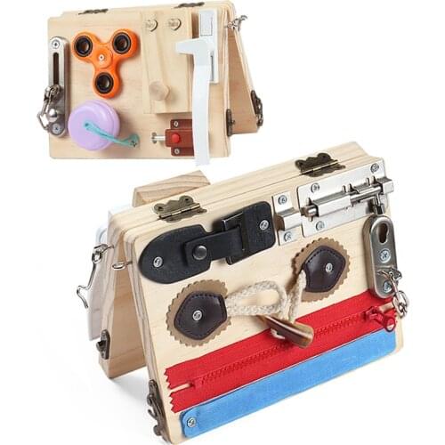 Montessori Wooden Toy Baby Busy Board Buckle Training Essential Educational Sensory Board For Toddlers Ntelligence Children Gift