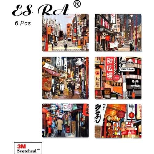 Laptop Stickers Japanese Illustrations Pegatinas Cities Decals Waterproof 6Pcs/Set for Car Suitcase Bottle Journal Decorate Gift