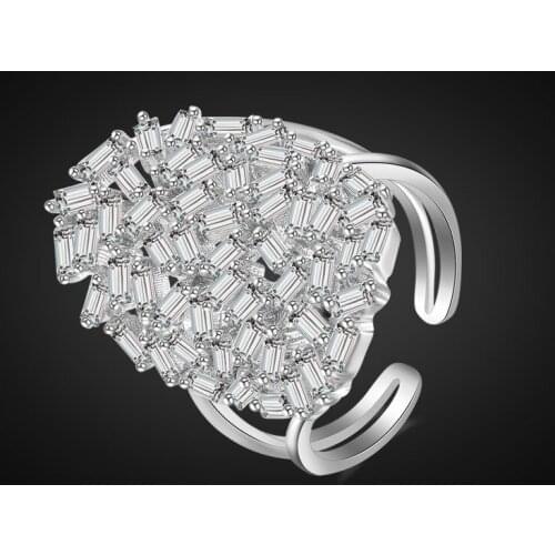 European And American New Open Ring Women Inlaid AAA Zircon Fashion Atmosphere Hand Jewelry
