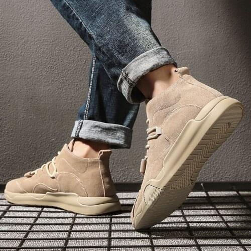 Autumn leather trend Martin boots suede all-match mens boots low-cut tooling boots casual mens short boots tide