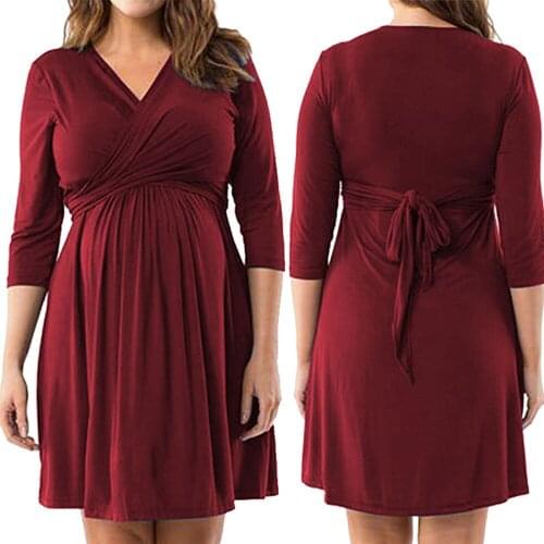 Fashion Maternity Dress Pregnancy Dresses Spring Summer Mom Clothes Pregnant Women Loose Breastfeeding Casual Clothing Dress