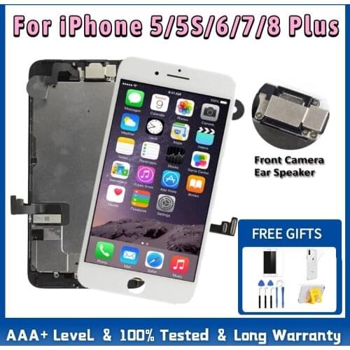 Full Set LCD Assembly For iPhone 5 5S 6 7 8 Plus 7P 8P Display 3D Touch Digitizer LCD Replacement Glass+Front Camera+Ear Speake