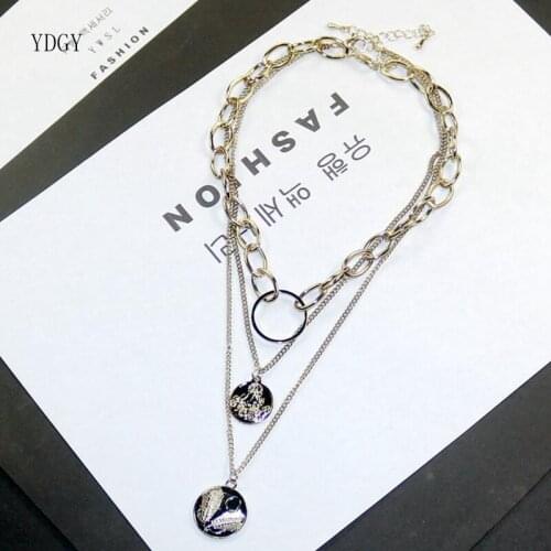Simple style, multi-row coins, medals, clavicle chain, womens multi-layered necklace, Costume Display and matching chain