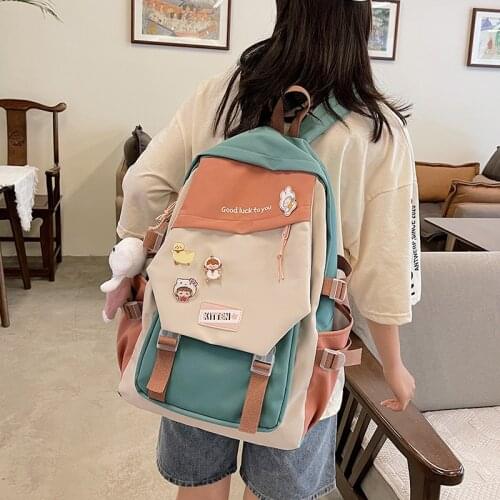 Cute Girls Backpack Women Large Capacity Ins Simple School Bags for Teens Female Korean Harajuku School Student Bookbag Ladies