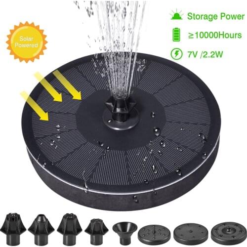 Solar Water Fountain 7V 2.2W Garden Fountain Pool Pond Decoration Solar Panel Powered Floating Fountain Water Pump Garden Decor