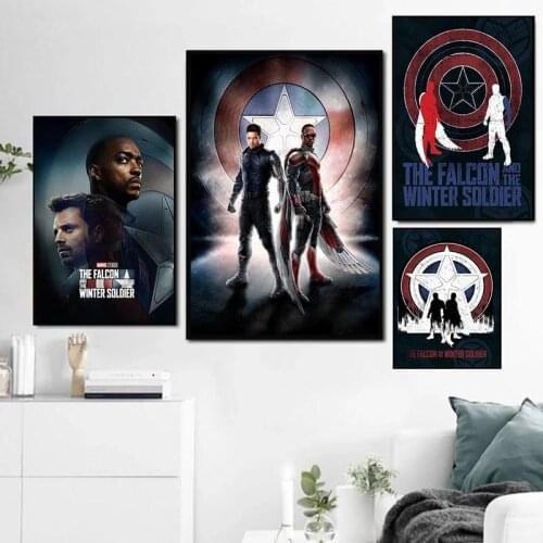 Marvel Super Hero Canvas Painting The Falcon and The Winter Soldier Canvas Painting Prints Poster Home Kid Room Wall Art Decor