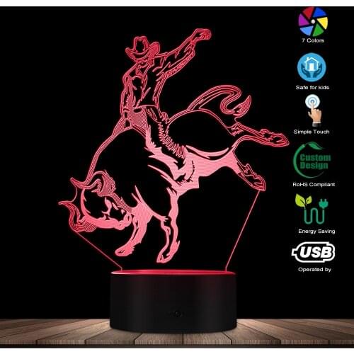 Bullfighter LED Table Light Matador Cowboy Designed USB Desk Lamp Angry Bull With Toreador Illuminated Display Lighted Sign Gift