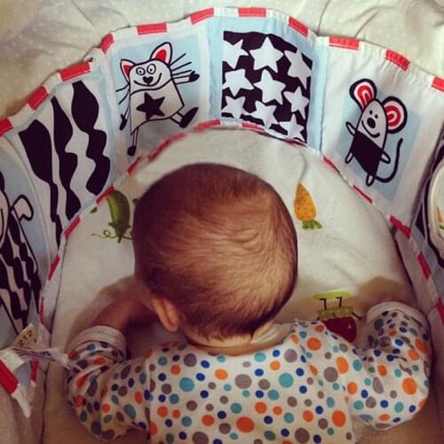 Baby Room Decor Crib Cloth Bumper Multi-Touch Double Protector Baby Books Bed Bumper Cot Fence Soothe Baby Rattle Toys Newborn