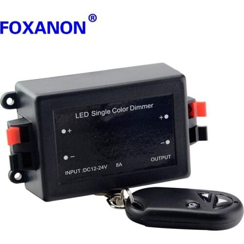 DC 12V - 24V 8A LED Single Color Dimmer With RF Remote Controller Brightness Control For LED Spot lamp Recessed Strip light