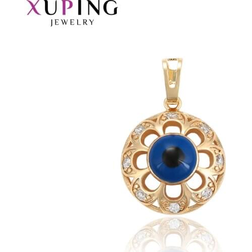 Xuping Jewelry Fashionable Blue Stone Inlay Design Gold-Color Plated Pendant for Women Valentines Gifts 33923