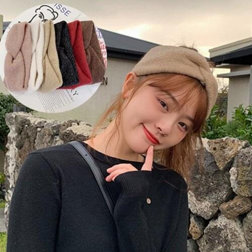 Women Wide Headband Fashion Knitted Cotton Cross Top Elastic Soft Solid Color Headwrap Girls Makeup Headwear Hair Accessories