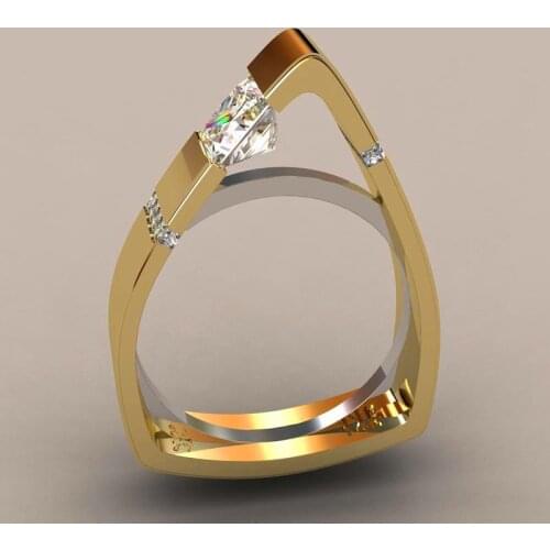 Cute Boho Small Crystal Zircon Stone Ring Luxury Fashion Yellow Gold Color Jewelry Promise Engagement Rings For And Women