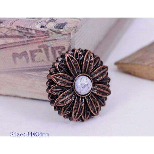 10pcs White Turquoise Antique Copper Rose Flower Western Saddle Conchos Medallions