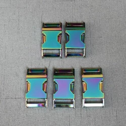 100 Pieces 20mm Rainbow Metal Quick Side Release Buckles for Webbing Tactical Belt Dog Collar DIY Outdoor Luggage Accessories