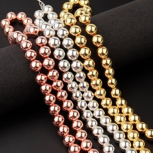 2 3 4 6 8mm Smooth Round Hematite beads Natural Stone Square Spacer Loose bead for Jewelry Bracelet Making DIY Accessories 15"