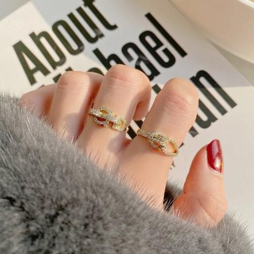 2021 New Fashion Brand Jewelry Crystal Geometric Adjustable Rings for Women Delicate Gift Engagement Rings