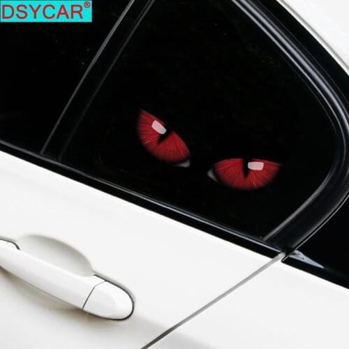 DSYCAR 12*9cm 3D Vinyl Decal Cute Simulation Cat Eyes Car Stickers for Rearview Mirror Car Head Engine Cover Windows Decoration