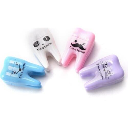 4PCS Creative Plastic Teeth Shape Pencil Sharpener Cutter Knife For Student Gift Stationery 4 Colors Random