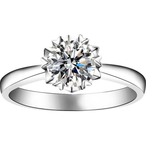 9k White Gold Moissanite Ring 1ct 2ct 3ct Snowflake style Round Brilliant Cut Engagement Ring Anniversary Ring