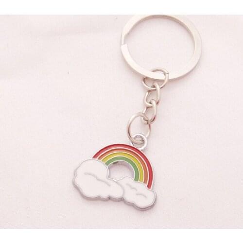 FREE SHIPPING BY DHL 1000pcs/lot Wholesale Zinc Alloy Metal Enamelled Rainbow Shaped Keychains Rainbow Keyrings Gifts