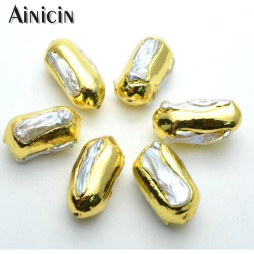 New Arrival 15x28mm Large Natural Freshwater Pearl Gold Plating Loose Beads Fashion Jewelry Making Findings 10pcs