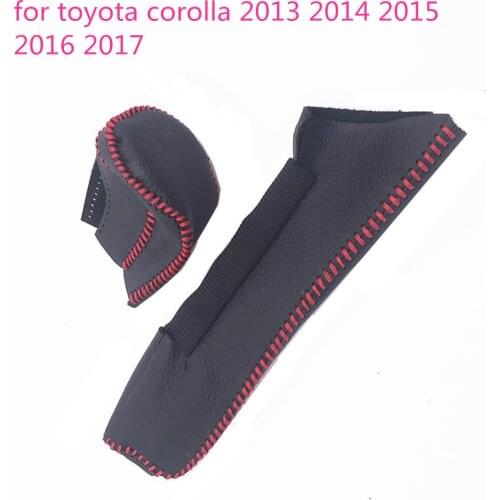 Black Gear Shift Collars Hand sewing Automatic transmission Handbrake Grips for toyota corolla 2013 2014 2015 2016 2017