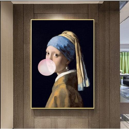 The Girl with A Pearl Earring Famous Canvas Painting Girl with Balloon Posters and Prints Wall Art Picture for Living Room Decor