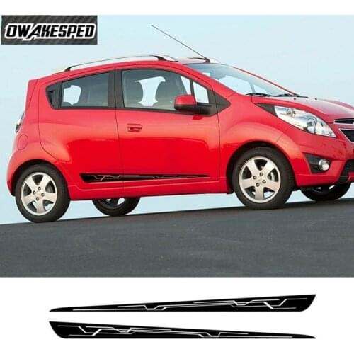 For-Chevrolet Spark Car Door Side Skirt Sticker EV Sport Stripes Styling DIY Vinyl Decal Auto Body Customized Stickers