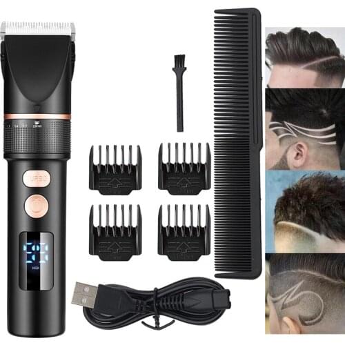 Electric Hair Clippers Professional Rechargeable Hair Cutting Barber Machine For Men Hair Trimmers USB LCD Display Hair Cutter
