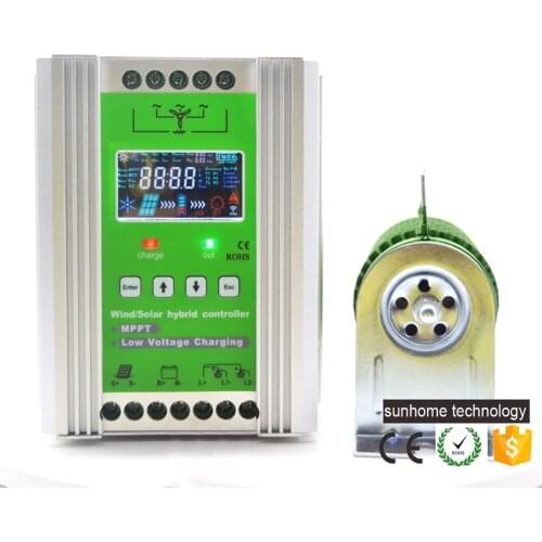 Mppt wind solar hybrid controller colorul LCD display 300W-600W wind max 600W solar with dump load resistor