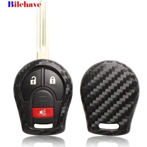 Bilchave For Nissan Juke March Qashqai Sunny Sylphy Tiida X-Trail Carbon Carbon Fiber FOB Remote Key Case Silicone Cover