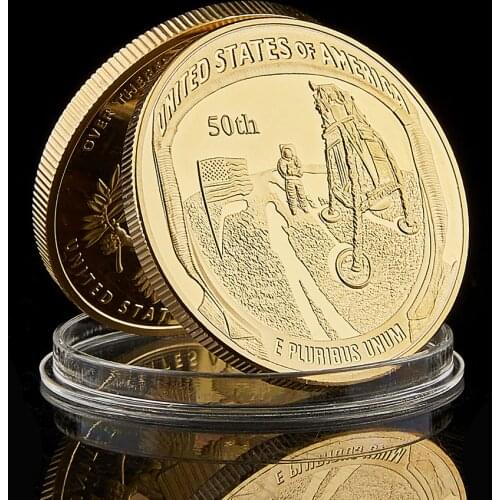 2019 USA Moon Landing Mercury Gemini Apollo E PLURIBUS UNUM In God We Trust LiBerty Gold/Silver Coin Collectible