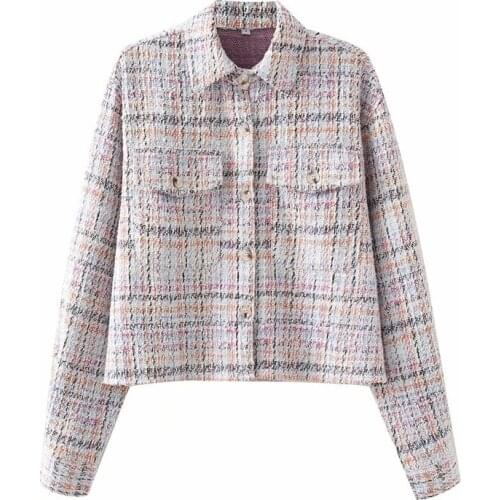 Nice Casual Women Turn-down Collar Jacket New Spring-autumn Fashion Ladies High Street Vintage Coat Female Plaid Jacket Top