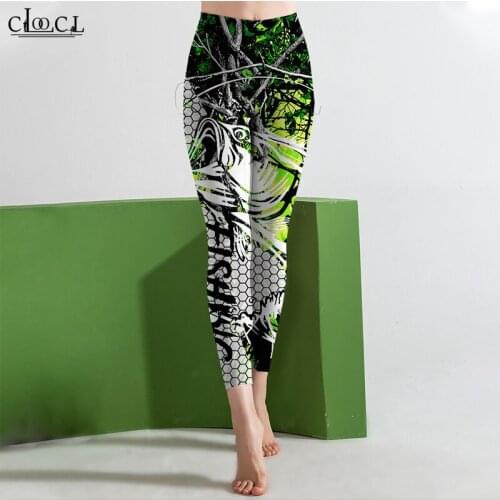 CLOOCL Womens Leggings Bass Carp Fishing Printed High Waist Elasticity 3D Legging for Women Fitness Pants