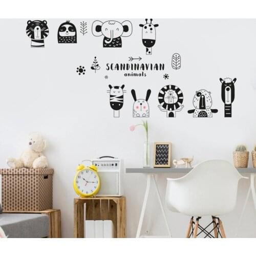 Cartoon Animal Wall Stickers for Kids Room Bedroom Decor Sofa Bedside Backdrop Wall Decoration Kindergarten DIY Mural Removable