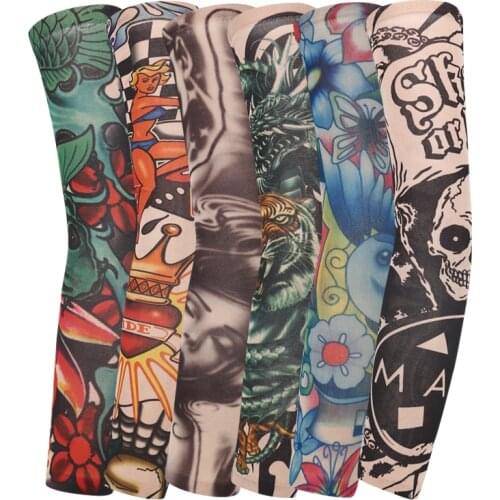 Letters Skull Tattoo Fishing Arm Sleeve for Man Running Cycling Equipment Stripe Sun-protective Sports Sleeve Cheap Wholesale