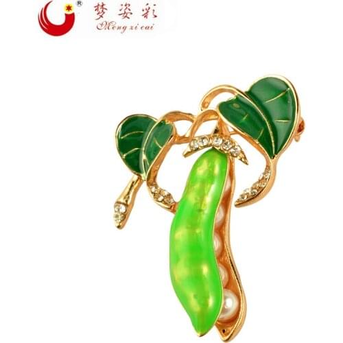 MZC Unique Blue Enamel Pea Beans Pin&Brooch Female Lapel Pin Corsage Brosche Wedding Dress Decoration Jewelry Broches