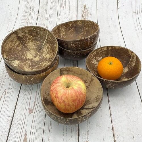 Natural Coconut Bowl set Creative Coconut Shell Fruit Salad Noodle Rice Bowl Wooden bowl Tableware restaurant kitchen hot sale