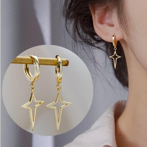 New Fashion Men Cross Stars Punk Dangle Earrings Gothic Women Fashion Hoop Earrings Huggies Pendant Piercing Party Jewelry Gift