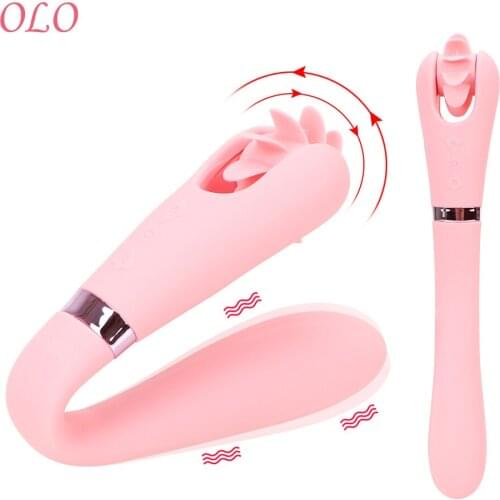 OLO 12 Speeds Tongue Licking Toy G Spot Vibrating Oral Sex Rotation Dildo Vibrators Clitoris Stimulator Sex Toys for Women