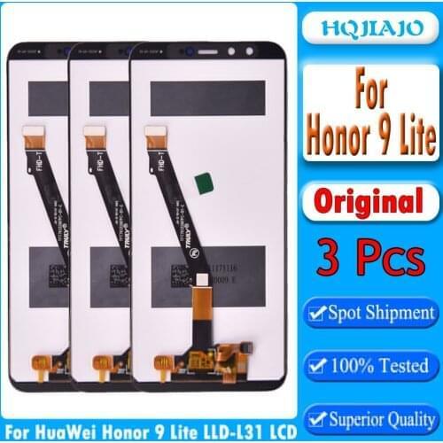 3pcs Original For 5.65' Huawei Honor 9 lite LLD-L31 LCD Display Touch Screen Digitizer No Frame Assembly Repair Parts
