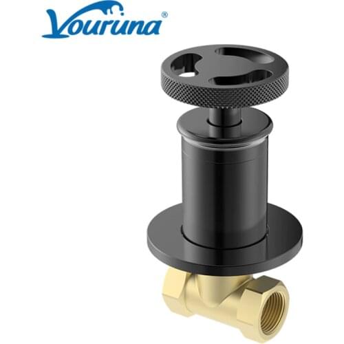 VOURUNA Matte Black G1/2 Inch IPS Turn Switch Angle Water Stop Valve