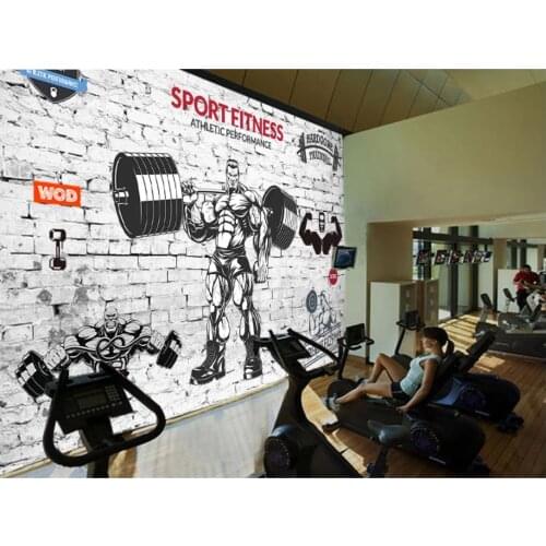Custom 3d murals wallpaper for walls 3 d Gym mural Vintage brick wall sports fitness club image wall background decorative