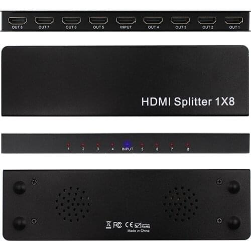 4K*2k 1x8 HDMI 8 Port HDMI Video Splitter Audio Amplifier Repeater 3D 1080p 1 In to 8 Out 1x8 HDMI Splitter Converter HDTV