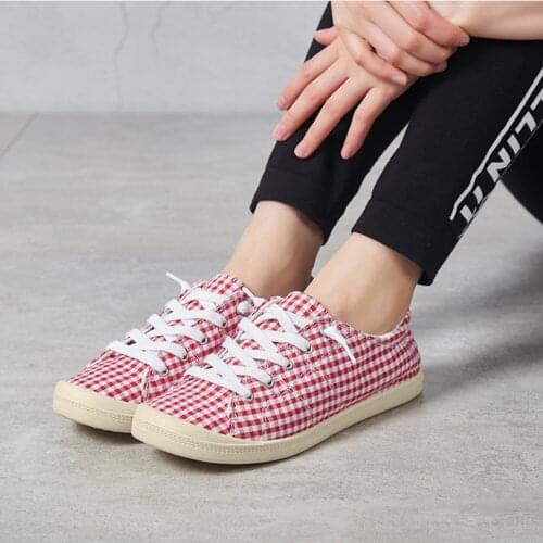Women Casual Shoes Lace Up Canvas Loafers Soft Breathable Shoes Student Lightweight Ladies Sneakers Plus size 43 tenis feminino