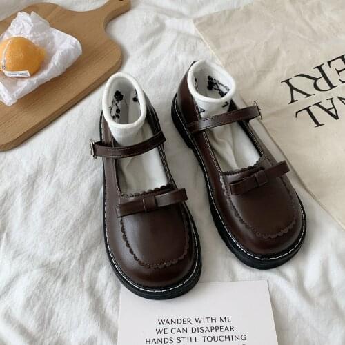 Apanzu lolita Japanese princess jk sweet bow loli daily round head doll shoes Bowknot Princess Kawaii Girl Women Shoes Vintage