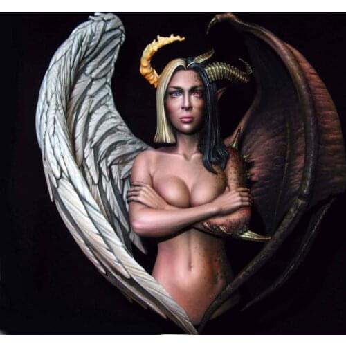 Unassambled 1/10 ancient woman warrior with wing bust Resin figure miniature model kits Unpainted