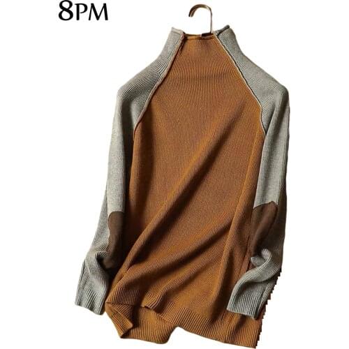 Turtleneck Loose Women Sweaters Autumn Fashion Patchwork Female Korean Pullovers Sweater Plus Size Thicken Knit Top ouc1844