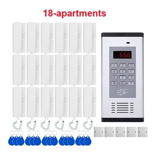 Top quality Security non-visual building intercom system 2-wired audio door phone for 18-apartments,PASSWORD/ID Card unlocking